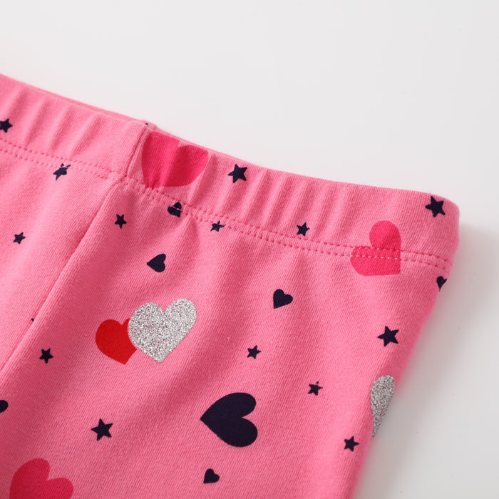Toddler/Kid Girl Hearts + Polka Dots Pink Leggings
