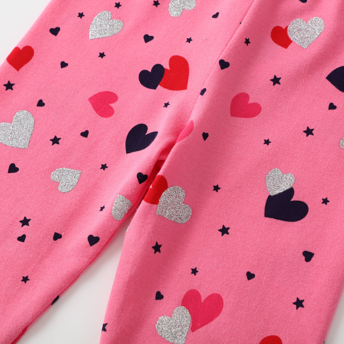Toddler/Kid Girl Hearts + Polka Dots Pink Leggings