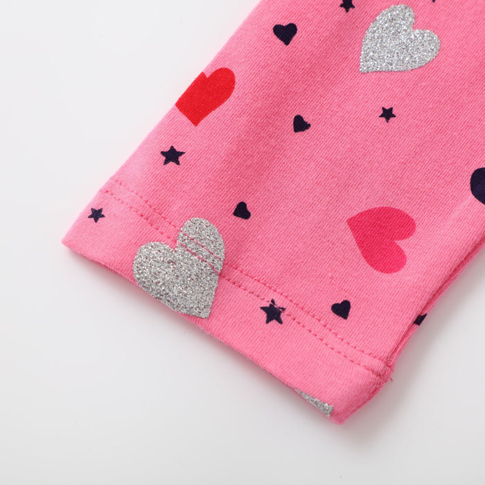 Toddler/Kid Girl Hearts + Polka Dots Pink Leggings