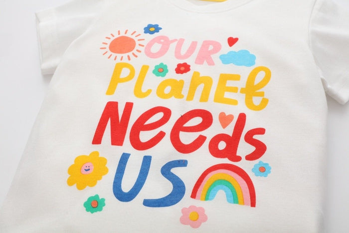Toddler/Kid Girl "Our Planet Needs Us" Print T-shirt