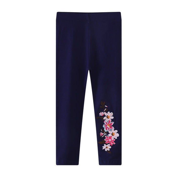 Toddler/Kid Girl Pink Flowers Embroidery Design Leggings