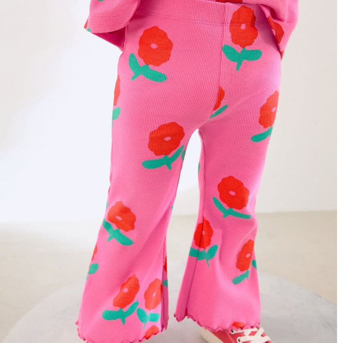 Toddler/Kid Girl Red Floral Print Design Leggings