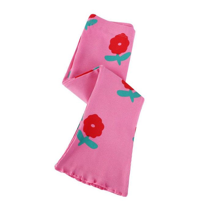 Toddler/Kid Girl Red Floral Print Design Leggings