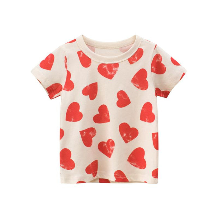 Toddler/Kid Girl Red Hearts Print T-shirt