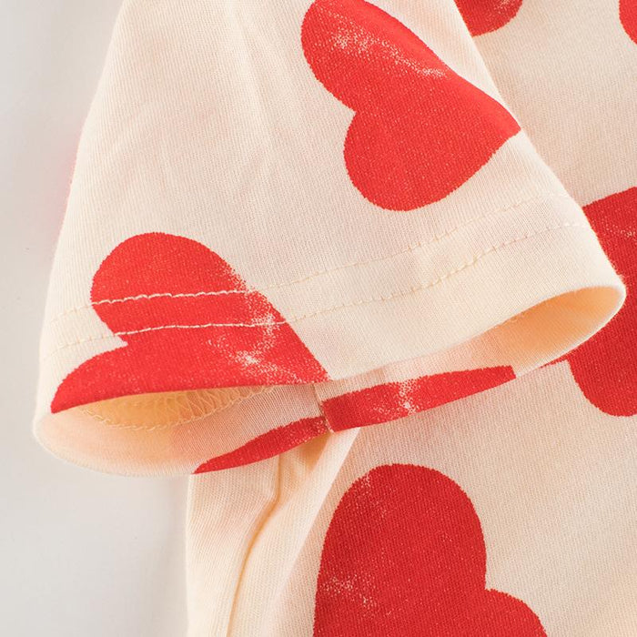 Toddler/Kid Girl Red Hearts Print T-shirt