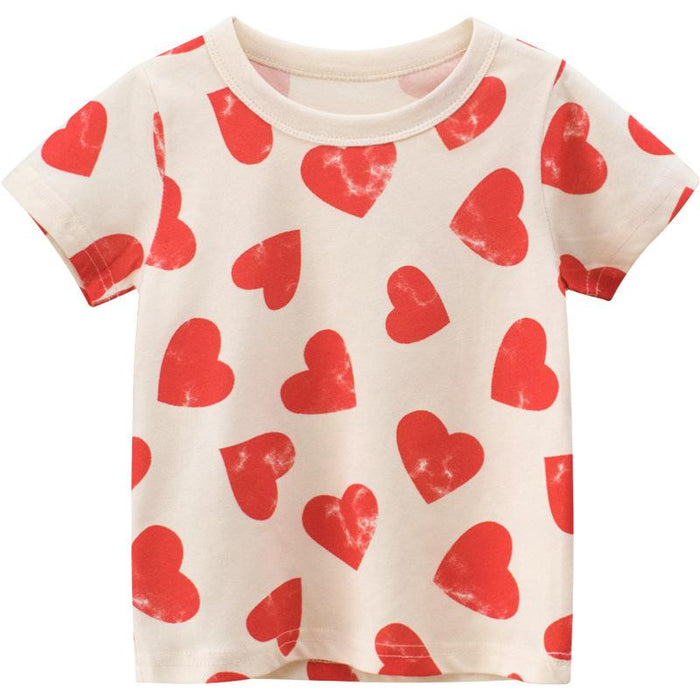 Toddler/Kid Girl Red Hearts Print T-shirt