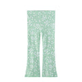 Toddler/Kid Girl White Flowers Print Design Light Green Leggings