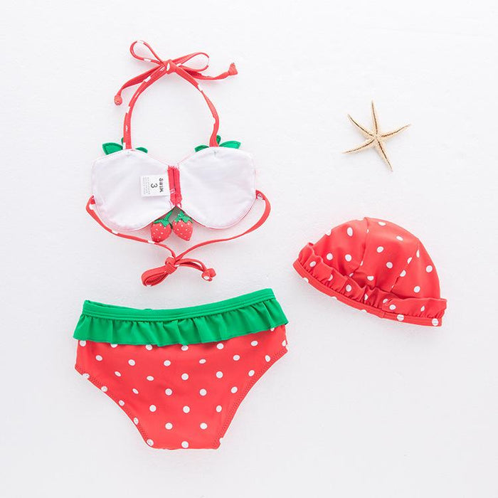 Toddler/Kid Girl's 3-Piece Strawberry Design Swimsuit