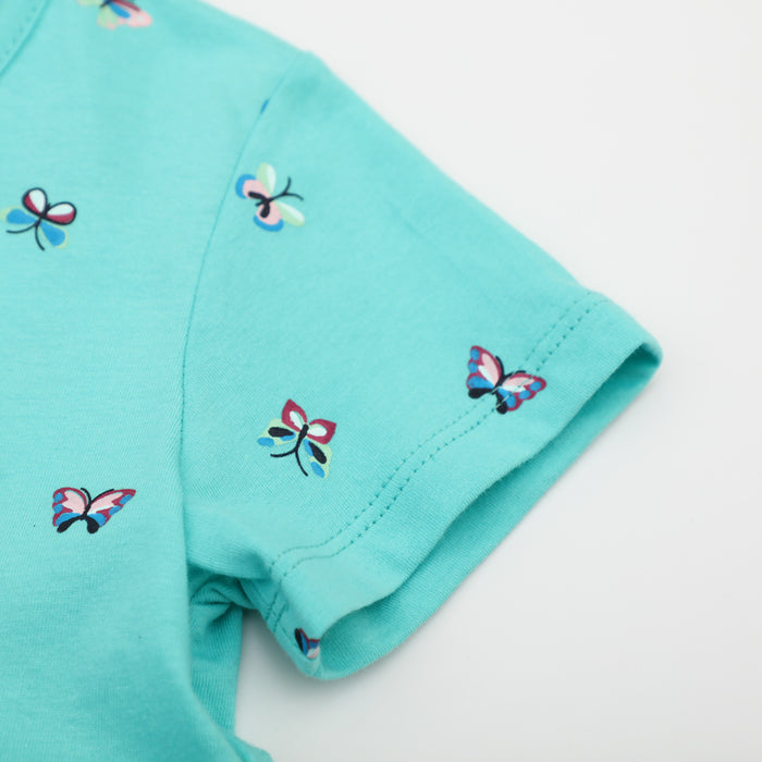 Toddler/Kid GIrl's Allover Butterfly Print Blue Dress