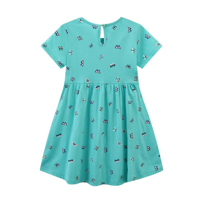 Toddler/Kid GIrl's Allover Butterfly Print Blue Dress