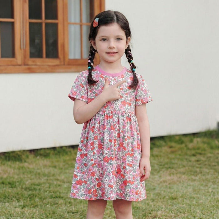 Toddler/Kid Girls Allover Floral Print Short Sleeve Casual Dress