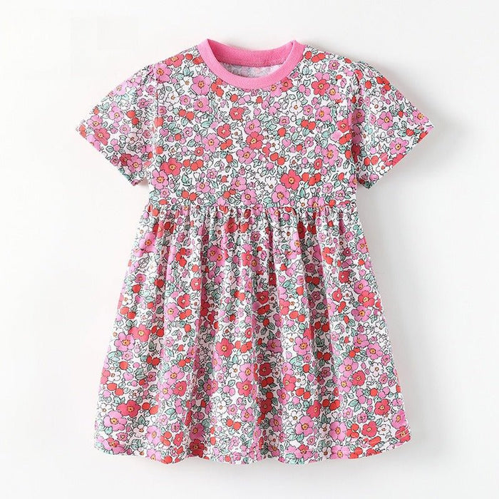 Toddler/Kid Girls Allover Floral Print Short Sleeve Casual Dress