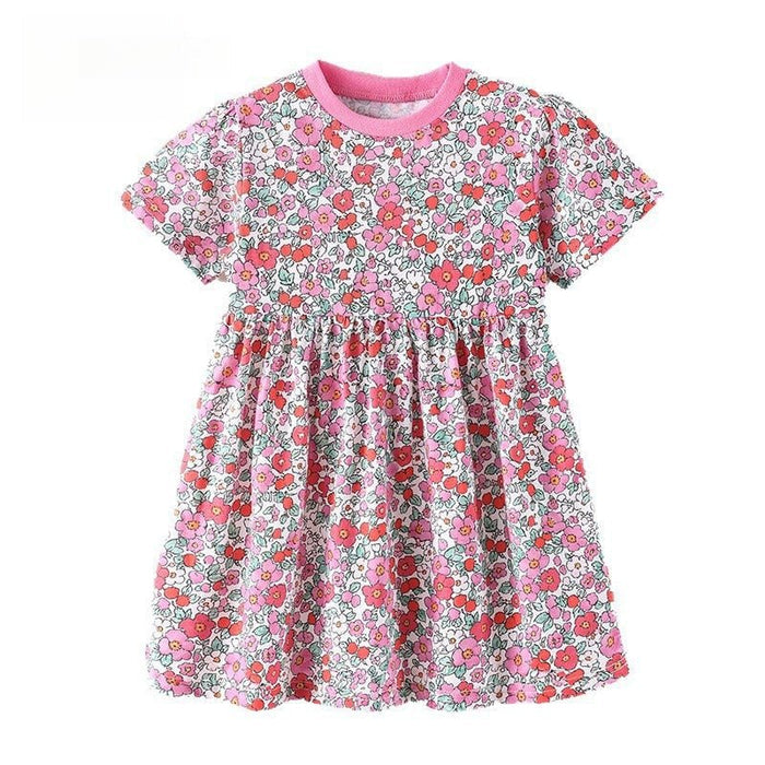 Toddler/Kid Girls Allover Floral Print Short Sleeve Casual Dress