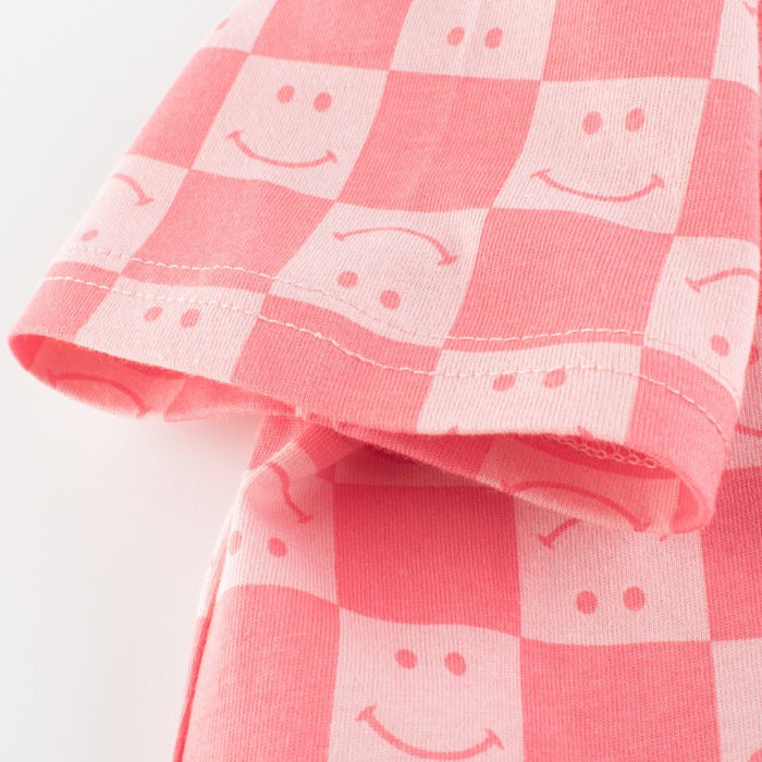 Toddler/Kid Girl's Allover Smile Face Print Pink T-shirt