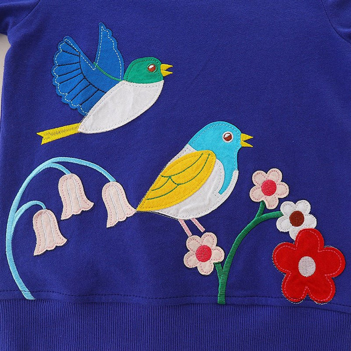 Toddler/Kid Girl's Birds and Flowers Design Sweatshirt