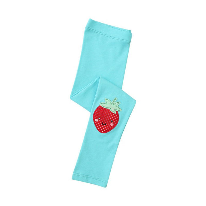 Toddler/Kid Girl's Blue Leggings with Strawberry Design