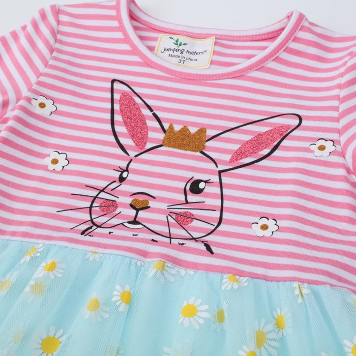 Toddler/Kid Girl's Bunny and Daisy Print Long Sleeve Dress