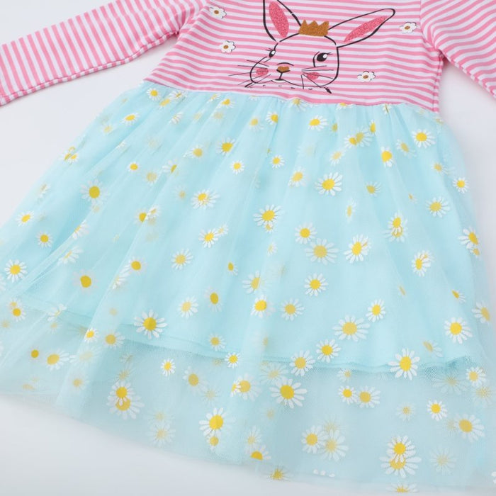 Toddler/Kid Girl's Bunny and Daisy Print Long Sleeve Dress