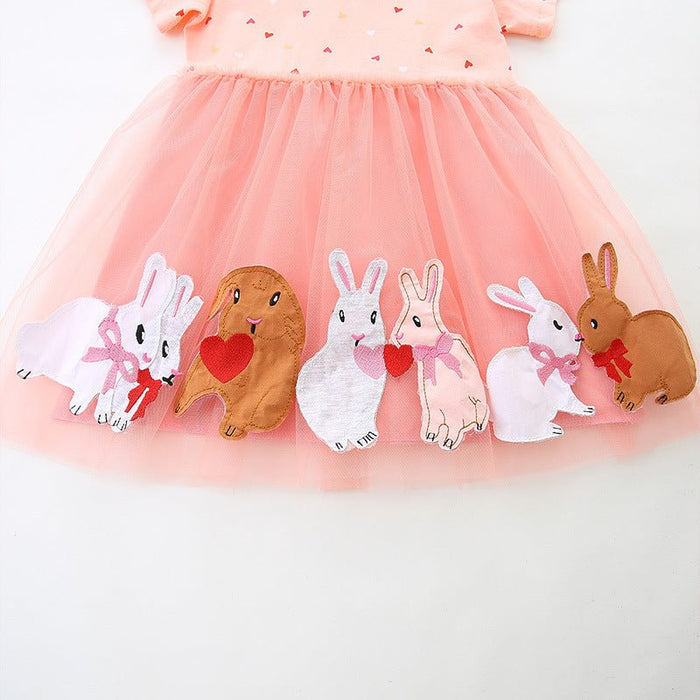 Toddler/Kid Girls Bunny Applique Mesh Tutu Dress
