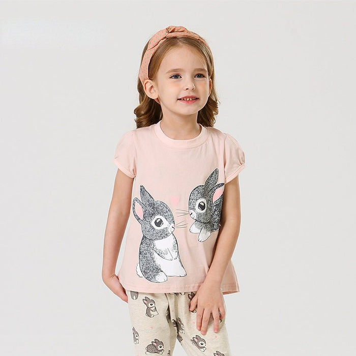 Toddler/Kid GIrl's Bunny Print Tee with Pants Set