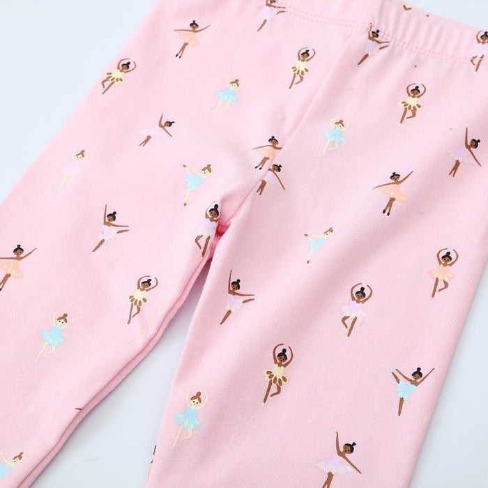 Toddler/Kid Girl's Cartoon Dancing Princess Design Pink Leggings