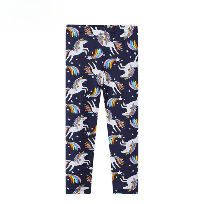 Toddler/Kid Girl's Cartoon Rainbow-colored Unicorns Print Design Leggings