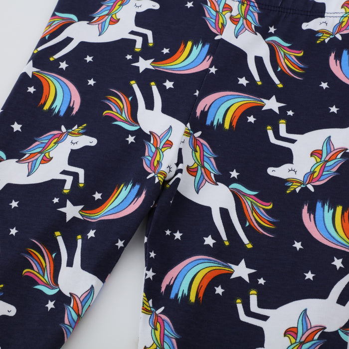 Toddler/Kid Girl's Cartoon Rainbow-colored Unicorns Print Design Leggings