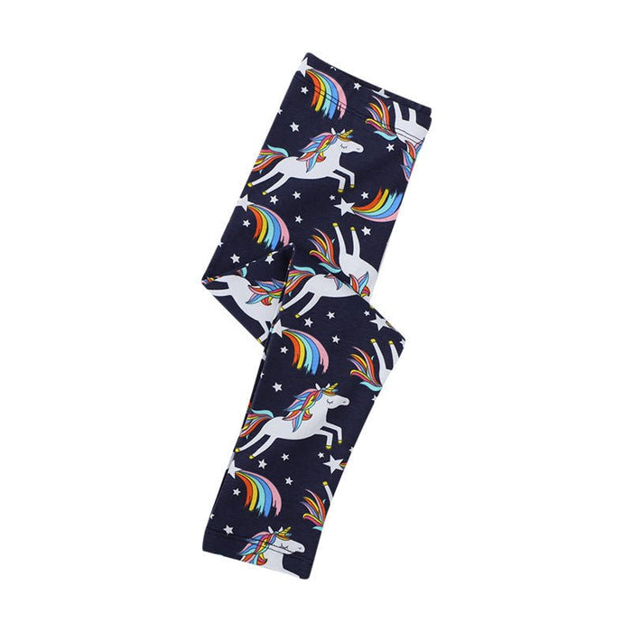 Toddler/Kid Girl's Cartoon Rainbow-colored Unicorns Print Design Leggings