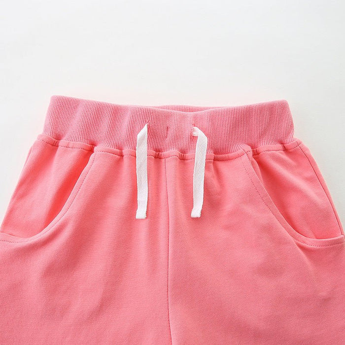 Toddler/Kid Girl's Colorful Floral Embroidery Design Pink Shorts