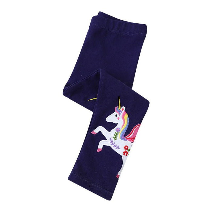 Toddler/Kid Girl's Colorful Unicorn Embroidery Design Leggings