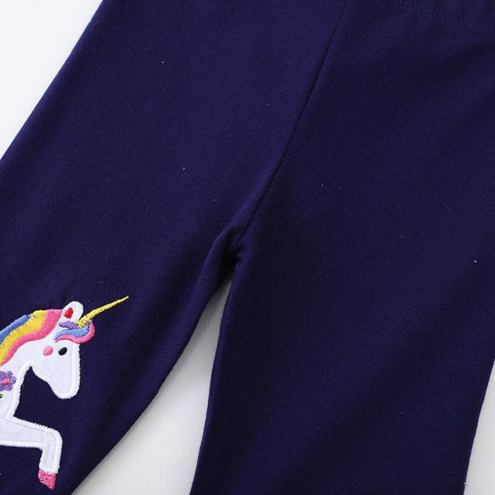 Toddler/Kid Girl's Colorful Unicorn Embroidery Design Leggings