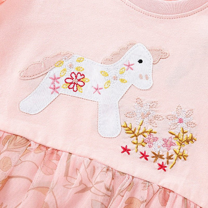 Toddler/Kid Girl's Cute Unicorn Print Design Summer Pink Dress