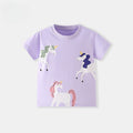 Toddler/Kid Girls Cute Unicorn Short Sleeve Purple Tee