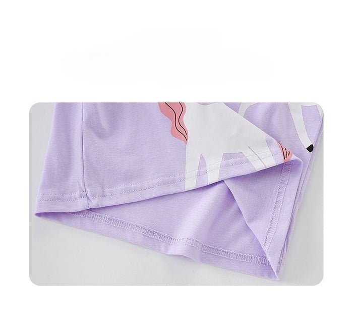 Toddler/Kid Girls Cute Unicorn Short Sleeve Purple Tee