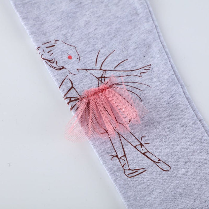 Toddler/Kid Girl's Dancing Girl Design Gray Leggings