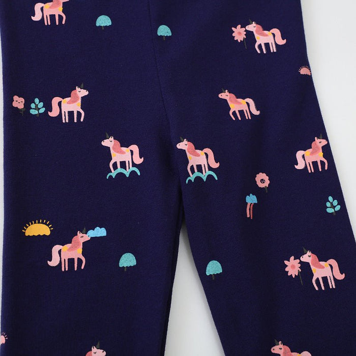Toddler/Kid Girl's Floral and Unicorn Print Design Leggings