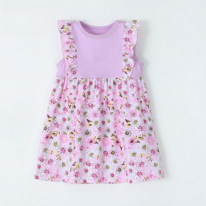Toddler/Kid Girls Floral Spliced Ruffle Sleeveless Casual Dress