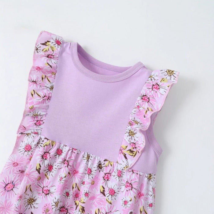 Toddler/Kid Girls Floral Spliced Ruffle Sleeveless Casual Dress