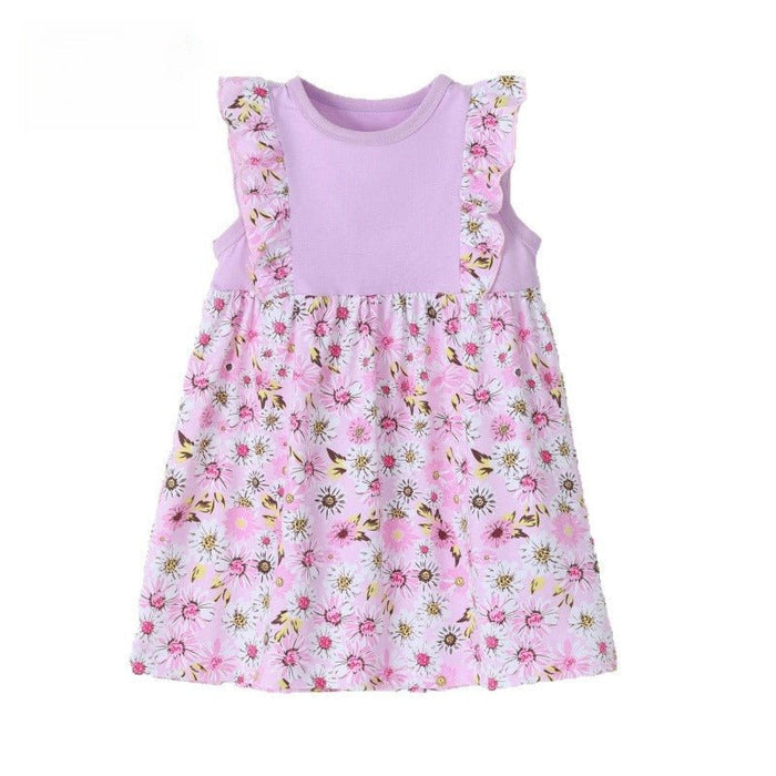 Toddler/Kid Girls Floral Spliced Ruffle Sleeveless Casual Dress