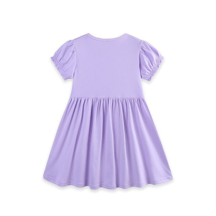 Toddler/Kid Girl's Flower Design Purple Cotton Dress