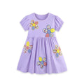 Toddler/Kid Girl's Flower Design Purple Cotton Dress