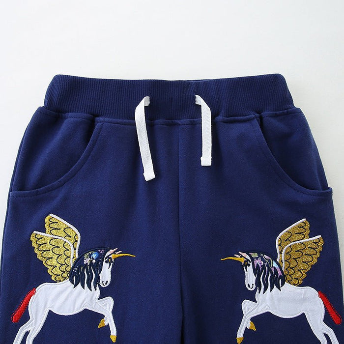 Toddler/Kid Girl's Flying Unicorn Embroidery Design Shorts