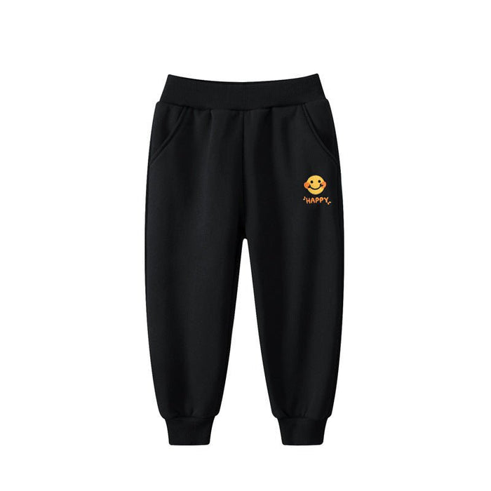 Toddler/Kid Girl's Happy Face Design Black Pants