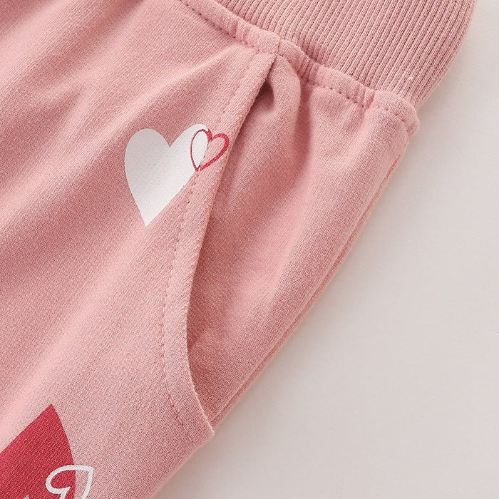 Toddler/Kid Girl's Heart Print Design Pink Pants