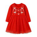 Toddler/Kid Girl's Long Sleeve Bird  Embroidery Design Cotton Dress