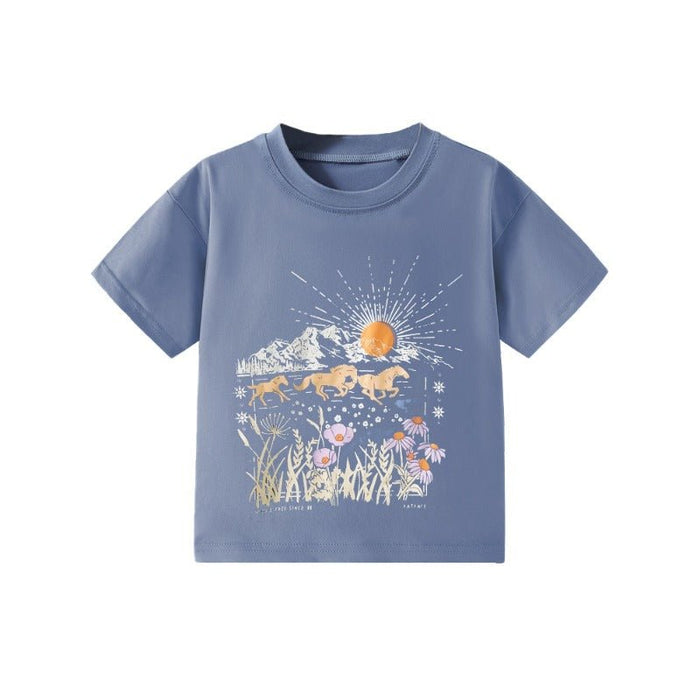 Toddler/Kid Girls Nature Print Crew Neck Design T-shirt