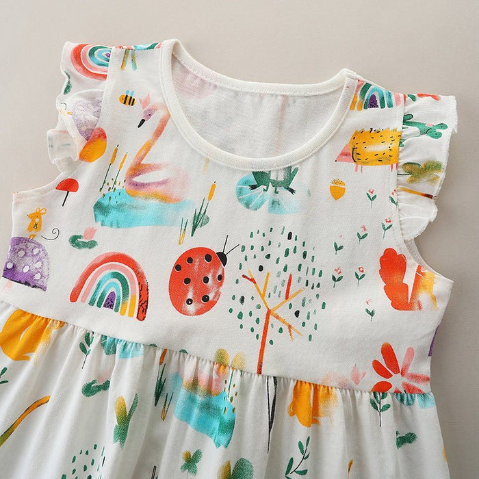 Toddler/Kid Girl's Sleeveless Cartoon Print Element Dress