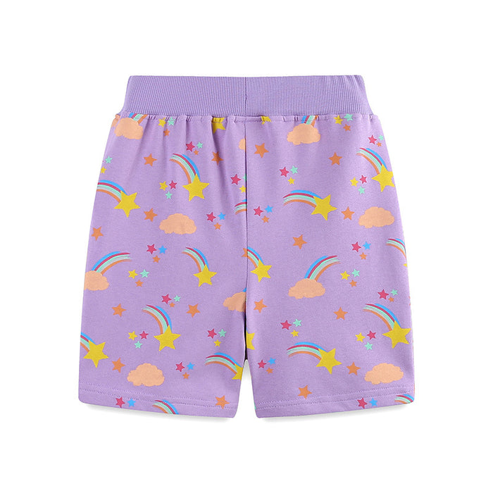 Toddler/Kid Girl's Star and Rainbow Print Design Shorts