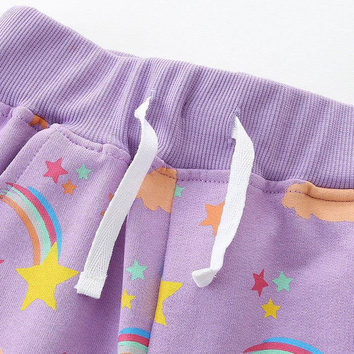 Toddler/Kid Girl's Star and Rainbow Print Design Shorts
