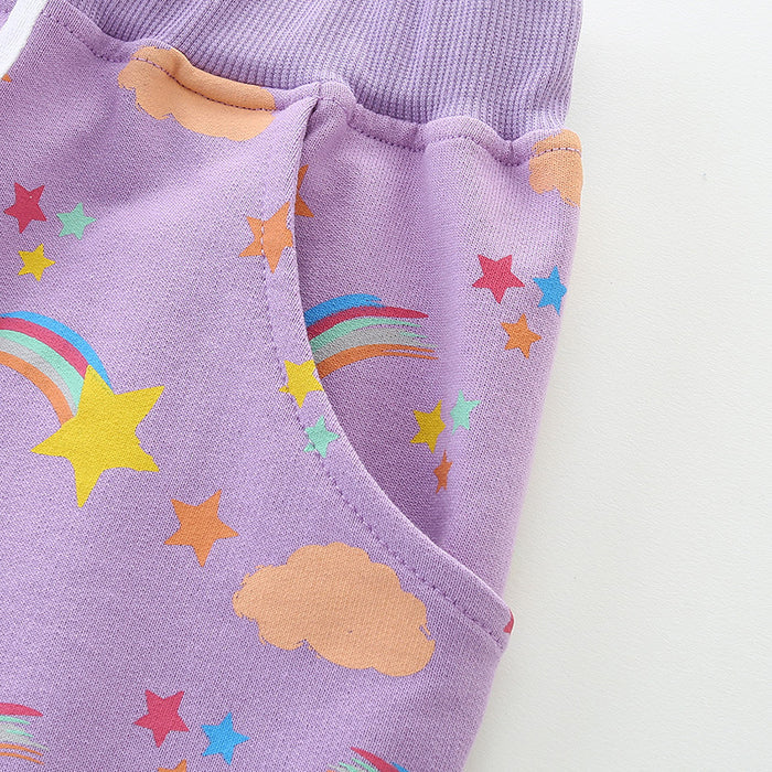 Toddler/Kid Girl's Star and Rainbow Print Design Shorts
